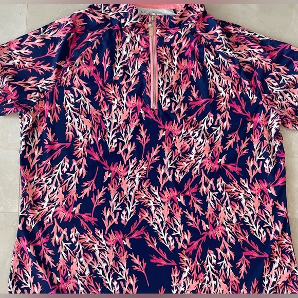 Coral Bay Golf Shirt Size XL Multi Colored 
Short Sleeve 1/4 Zip Up to Neck - Picture 6 of 7